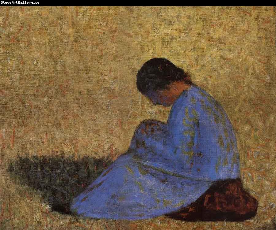 Georges Seurat The Countrywoman sat on the Lawn